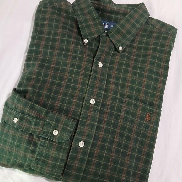 Ralph Lauren CLASSIC FIT XL Green Plaid Long-Sleeved Button-Down Shirt POLO HIT - Picture 1 of 12